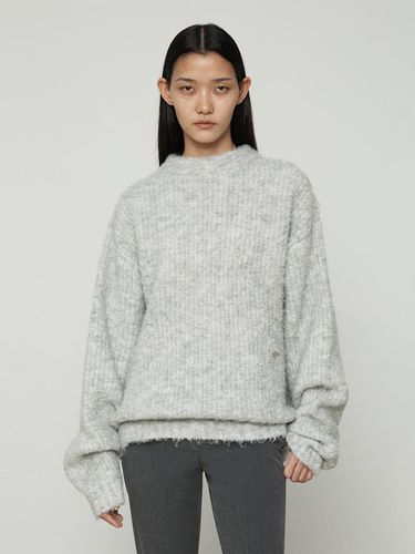 Boucle Mix Crew Neck Knit Top [White] - Current - Modalova