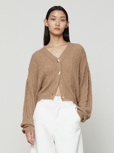 Puff sleeve cable cardigan [ORANGE] - Current - Modalova