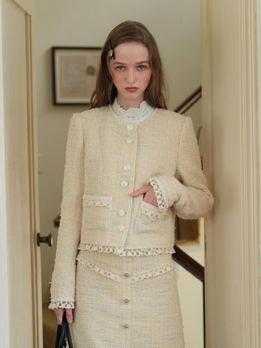 Creamy Lace Tweed Jacket - Cest Moidew - Modalova