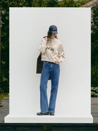 COTTON DENIM PANTS_NAVY - LUV.M - Modalova