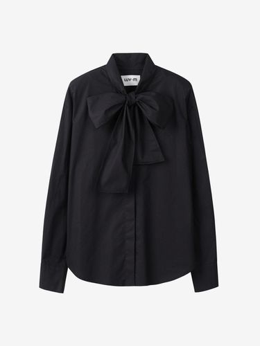 COTTON TIE SHIRT_BLACK - LUV.M - Modalova