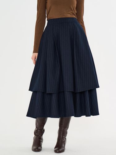 MET Wool Tiered Long Skirt Stripe - METAPHER - Modalova