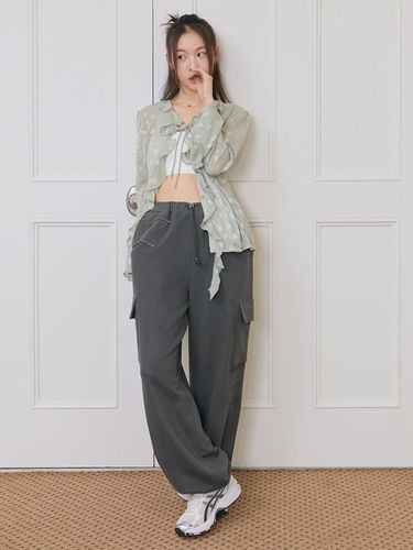 Star Cargo Relaxed Fit Cotton Pants [Charcoal] - margarin fingers - Modalova