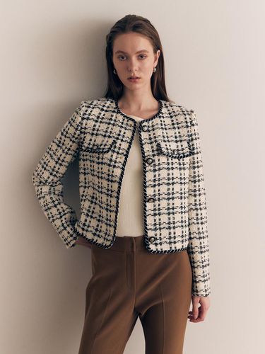 Es Solezia collarless plaid tweed jacket - ’S SOLEZIA - Modalova