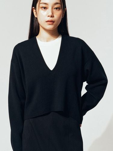 Women's] Cropped V-neck Cotton sweater - EPIGRAM - Modalova