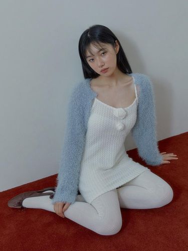 POM POM KNIT BOLERO (POWDER BLUE) - margarin fingers - Modalova