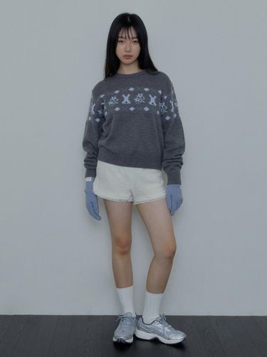 Fur Wool Thick Knit Relaxed Sweater [Grey] - margarin fingers - Modalova