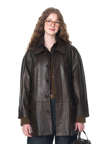 Wilbur Leather Half Coat (Brown) - grove - Modalova