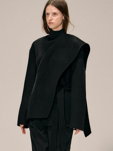 Wool Shawl Detail Handcrafted Coat [Black] - RIDIFI - Modalova