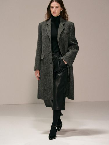 Wool 100% Herringbone Single Busted Coat (black) - RIDIFI - Modalova