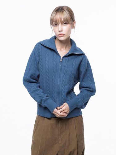 Soft Cable Zip - up Knit Cardigan - Blue / W243TP0 - Chance’s noi for Women - Modalova