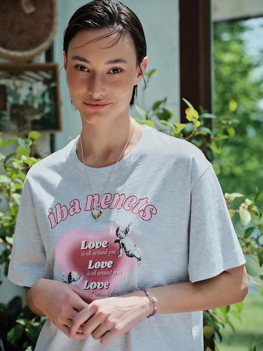 Angel Heart Boxy Short Sleeve T-shirt - Melange - iba nenets - Modalova