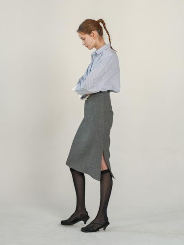 High waist wool skirt (Gray) - lecelona - Modalova