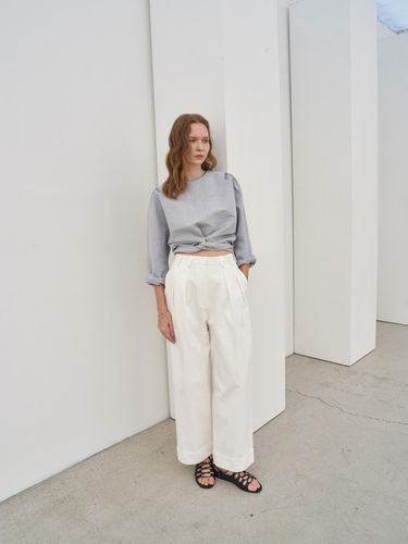 Cotton Wide Pants (Off White) - lecelona - Modalova