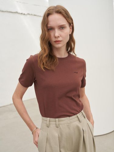 Minimal Logo T-Shirt (, Brown, Gray) - lecelona - Modalova