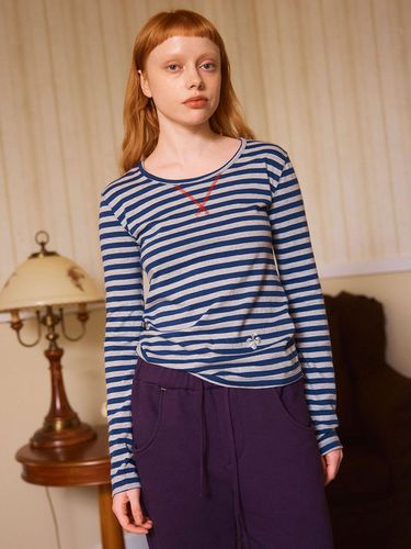 STRIPE LONG SLEEVE T - SHIRT / navy - HERETIC - Modalova