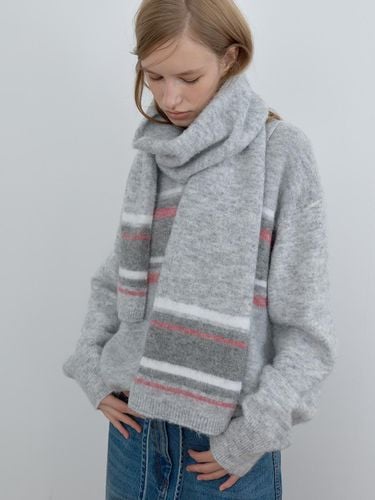 MULTI STRIPE MUFFLER, MELANGE GRAY - CACELE - Modalova