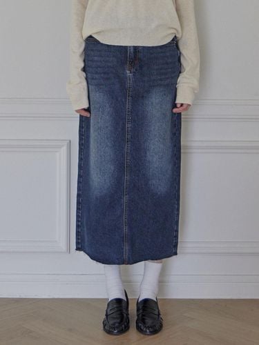 WREN CARGO POCKET DENIM MAXI SKIRT_DEEP BLUE - HAINT - Modalova