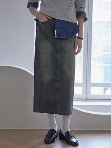 WREN CARGO POCKET DENIM MAXI SKIRT_VINTAGE BLUE - HAINT - Modalova