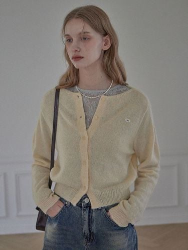 BOAT NECK CARDIGAN_YELLOW - HAINT - Modalova