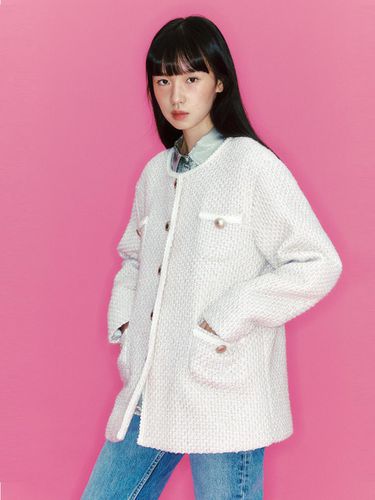 Champagne Tweed Coat_pink - GANISONG - Modalova