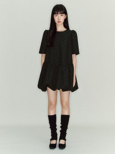 Jaquard Baby Doll Dress_black - GANISONG - Modalova