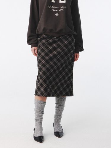 Check Midi Skirt - Charcoal - Kijun - Modalova