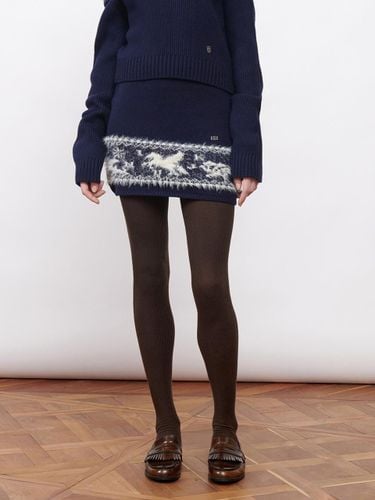 Nordic Knit Mini Skirt - Navy - Kijun - Modalova