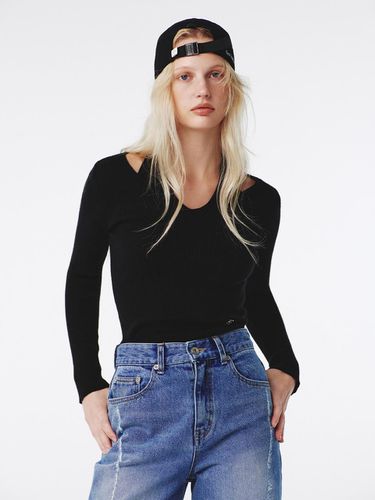 Layered Halter Knit Top - Black - Kijun - Modalova