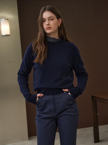 Cashmere simple knit (navy) - lecelona - Modalova