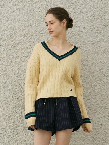 BRIE V NECK KNIT PULLOVER_YELLOW - diaalto - Modalova