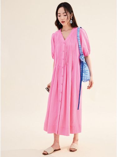 LINEN PLEATED DRESS PINK - OPENING SUNSHINE - Modalova