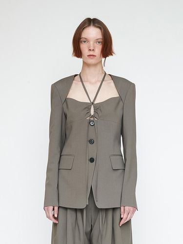 Gathered Bra Detail Jacket - J KOO - Modalova