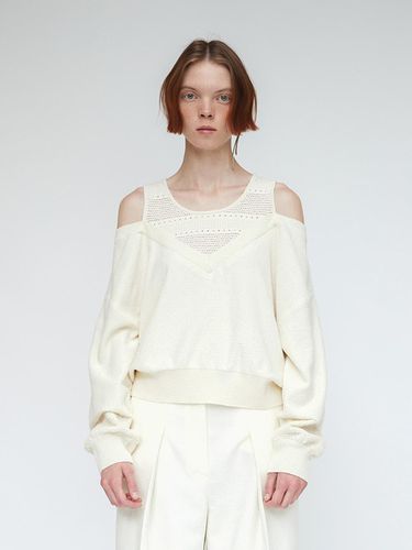 Double Layered Off Shoulder Sweater_BE - J KOO - Modalova