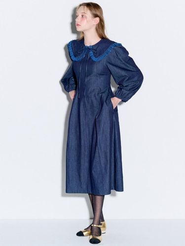 Sailor collar flare long denim dress - OPENING SUNSHINE - Modalova