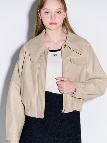 Big collar eco leather blouson jacket_Beige - OPENING SUNSHINE - Modalova