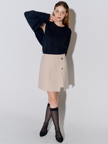 Brushed Slit Mini Skirt L Beige - OPENING SUNSHINE - Modalova