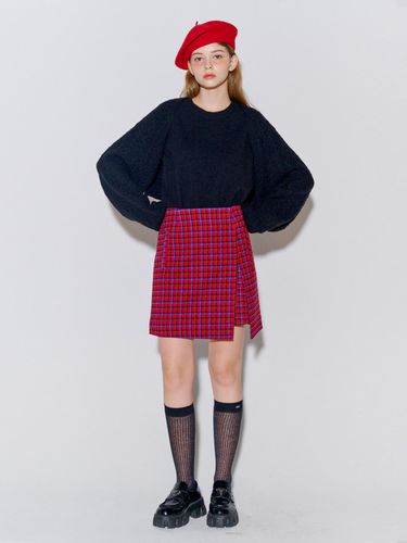 Brushed Slit Mini Skirt Red Check - OPENING SUNSHINE - Modalova