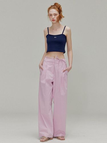 Ribbon cotton two tuck wide pants_Pink - OPENING SUNSHINE - Modalova