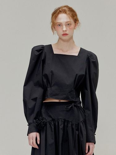 Square neck cotton blouse_Black - OPENING SUNSHINE - Modalova