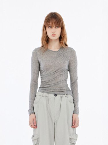 Shirring Long Sleeve T-shirt_Gray - J KOO - Modalova