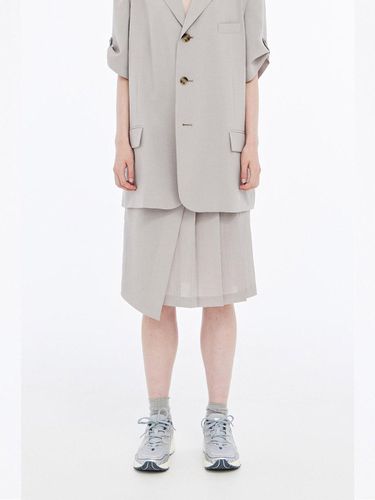 Pleated Wrap Midi Skirt_Beige - J KOO - Modalova