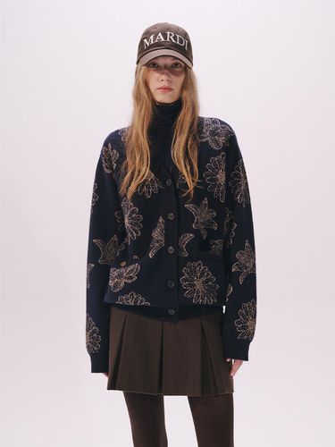 CASHMERE BLENDED KNIT CARDIGAN ALL OVER FLOWERS_NA - Mardi Mercredi Actif - Modalova