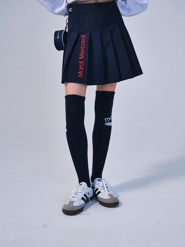 PLEATED MINI SKIRT LOGO NEEDLEWORK_NAVY RED - Mardi Mercredi Actif - Modalova