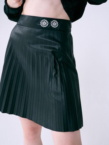 FAUX LEATHER ACCORDIAN PLEATED SKIRT - Mardi Mercredi Actif - Modalova