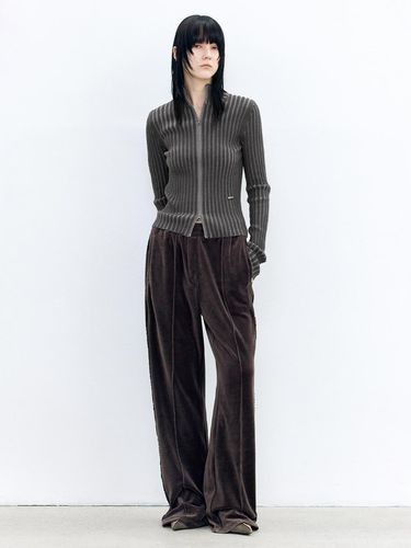 Velvet Wide Bootcut Elastic Pants [BROWN] - INSILENCE WOMEN - Modalova