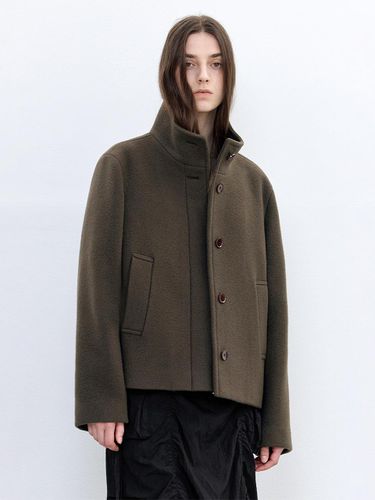 Minimal Wool Blend Short Coat [BROWN] - INSILENCE WOMEN - Modalova