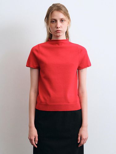 Rachel Mock neck Knit Top (Red) - LENUEE - Modalova