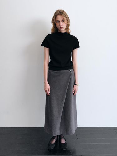 Wool Wrap Skirt (Grey) - LENUEE - Modalova