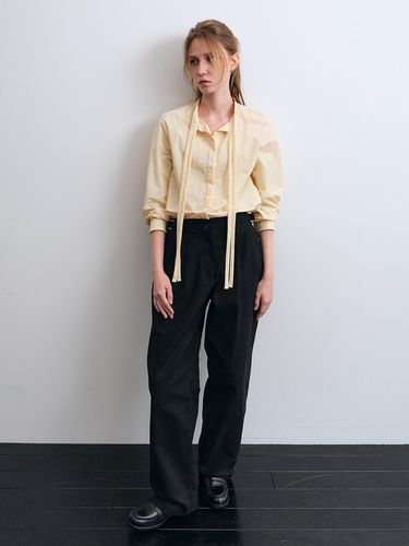 Belted Wide Pants in Heavy Cotton () - LENUEE - Modalova